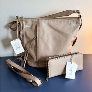 HOBO Cobblestone Genuine Leather Hobo Shoulder Bag with Matching Wallet NWT